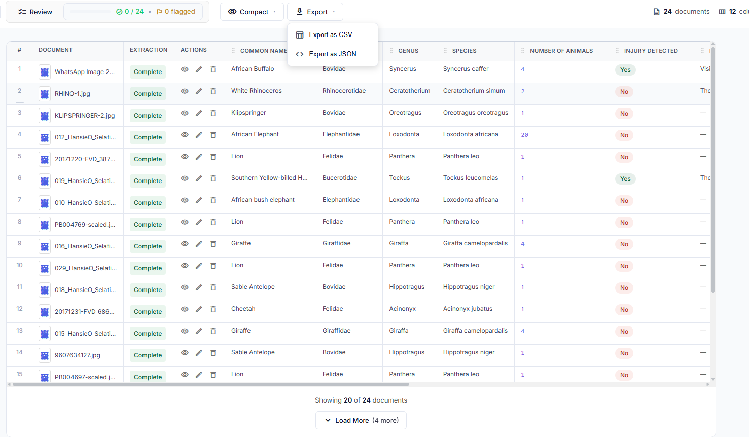 Extract and export data